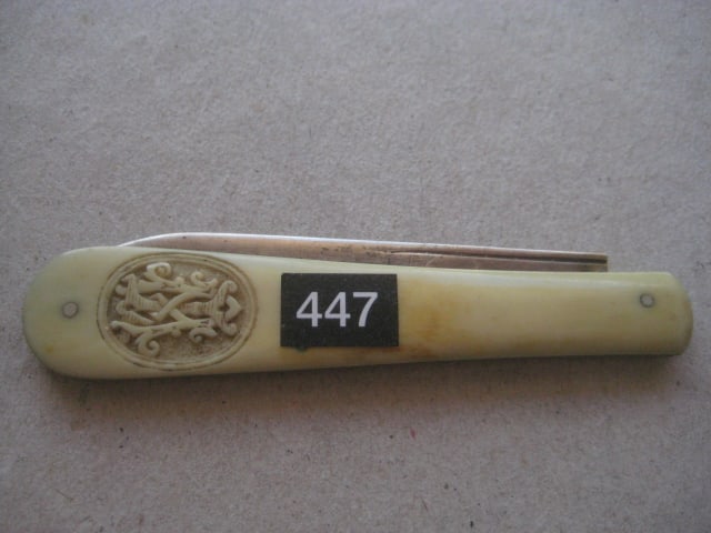 Victorian Bone Hafted Silver Bladed Folding Fruit Knife - 8
