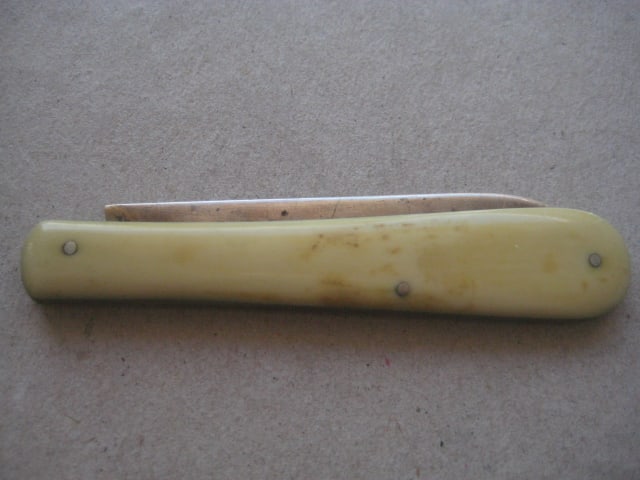 Victorian Bone Hafted Silver Bladed Folding Fruit Knife - 9