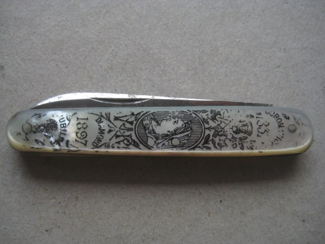 Victorian Mother of Pearl Hafted Diamond Jubliee 1897 Penknife - 11
