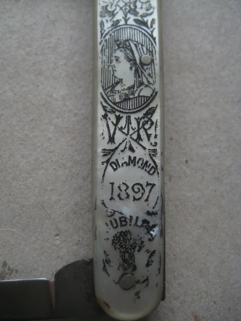 Victorian Mother of Pearl Hafted Diamond Jubliee 1897 Penknife - 5