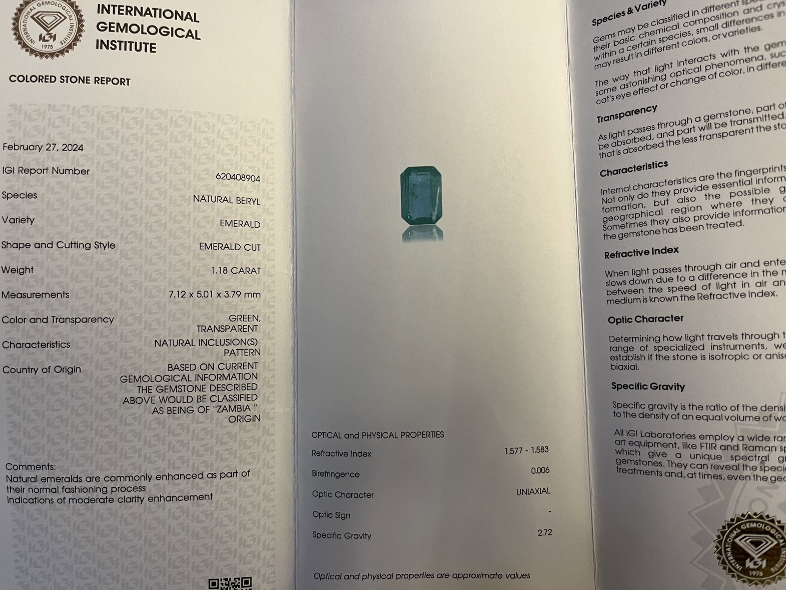 Emerald 1.18 Ct - 6