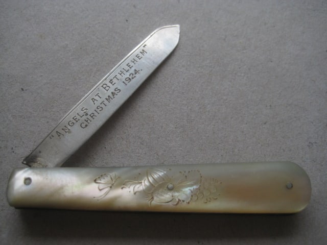 George V Mother of Pearl Hafted Silver Bladed Folding Fruit Knife - 2