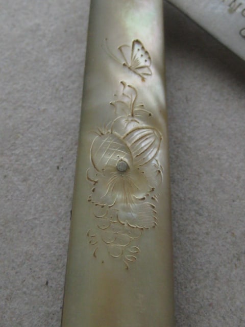 George V Mother of Pearl Hafted Silver Bladed Folding Fruit Knife - 4