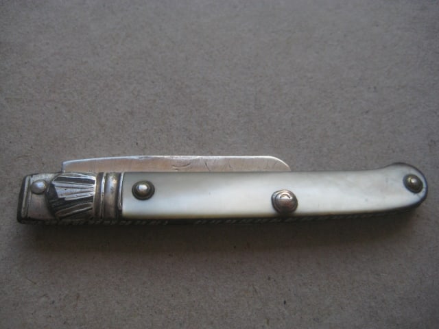 Rare George III Scimitar Silver Bladed Folding Fruit Knife - 11