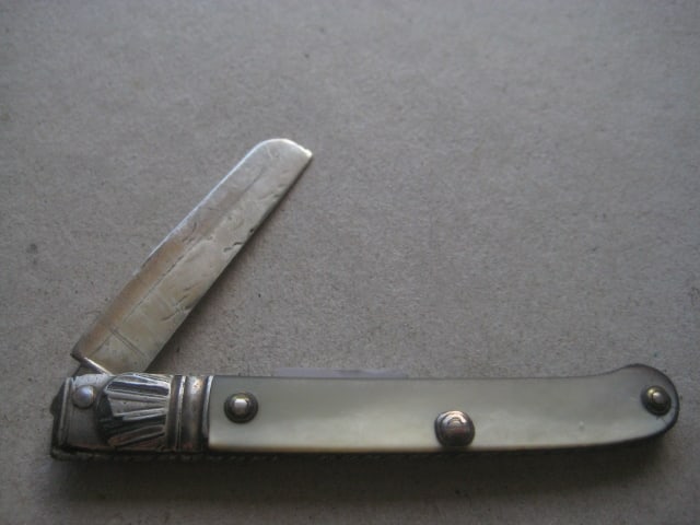 Rare George III Scimitar Silver Bladed Folding Fruit Knife - 2
