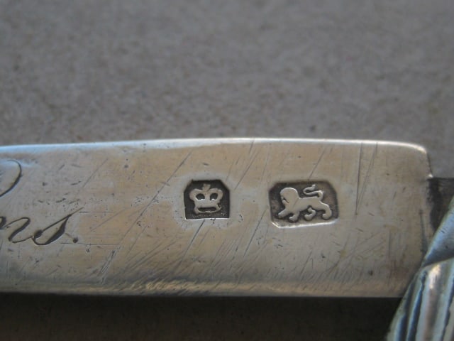 Rare George III Scimitar Silver Bladed Folding Fruit Knife - 7