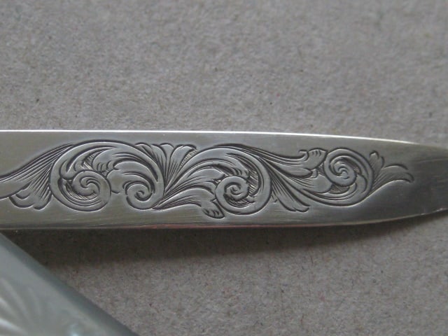 Victorian Mother of Pearl Hafted Silver Bladed Folding Fruit Knife - 7