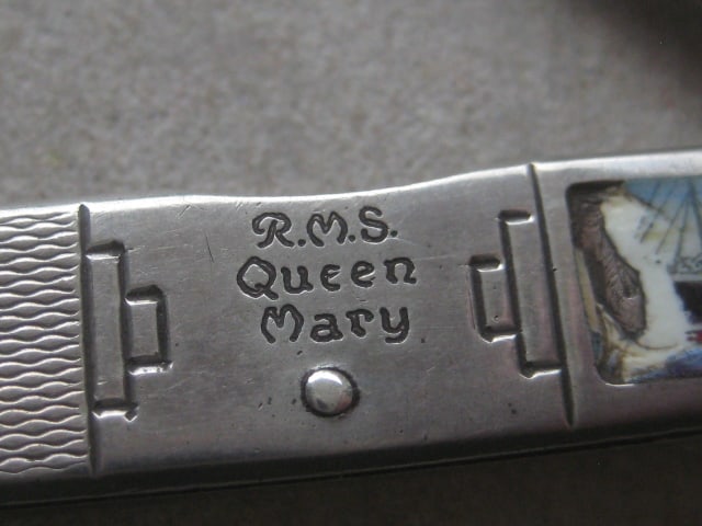 George V RMS Queen Mary Silver Hafted Twin Steel Bladed Folding Penknife - 5