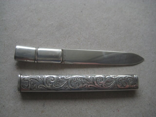 Rare Edwardian All Silver Pea Fruit Knife - 2