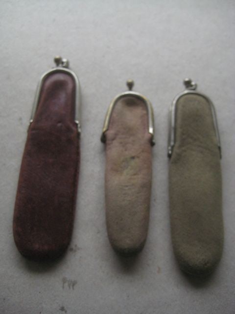 Victorian Leather and Suede Fruit Knife Purse Cases - 2