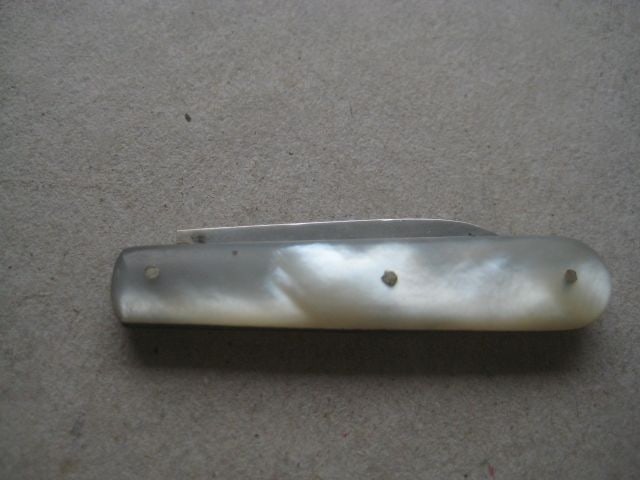 George V Mother of Pearl Hafted Silver Bladed Folding Fruit Knife - 9