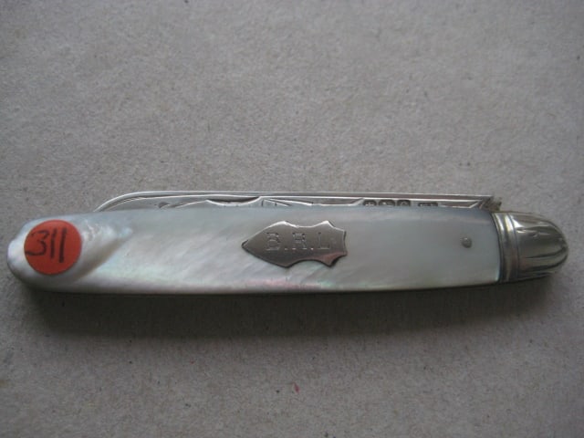 George V Mother of Pearl Hafted Silver Bladed Folding Fruit Knife - 8