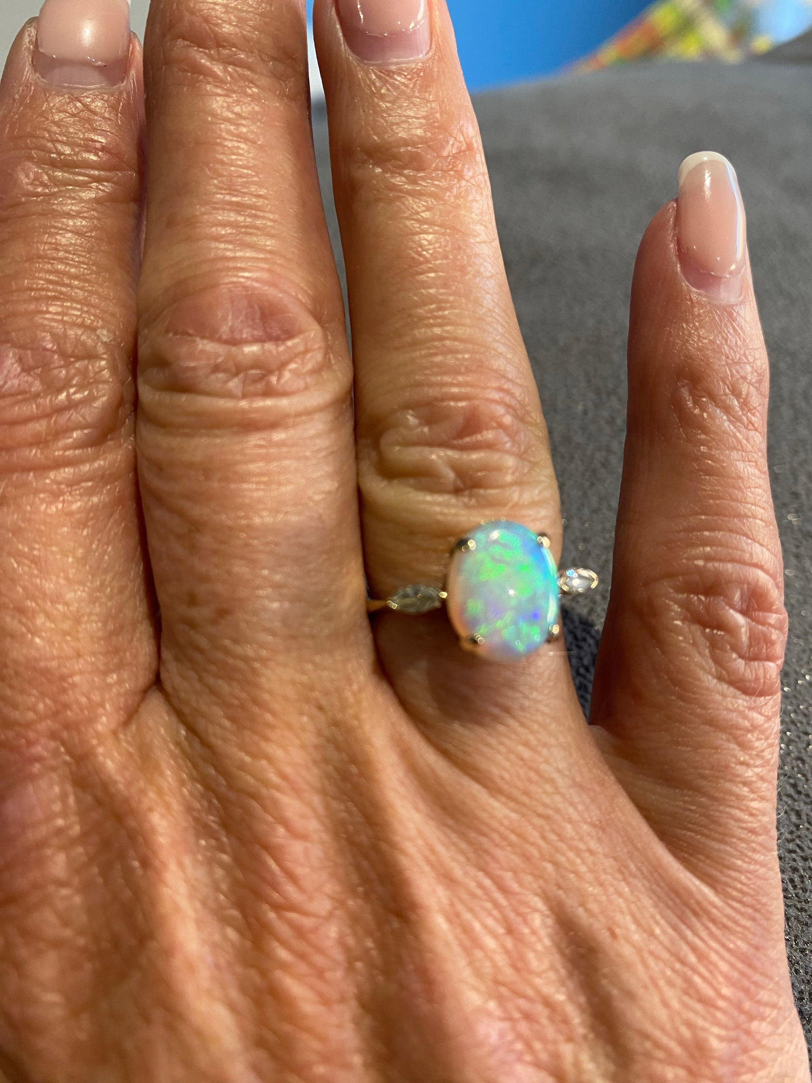 14 Carat Gold Opal & Diamond Ring - 5
