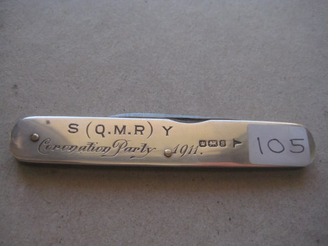 George V Silver Hafted Twin Steel Bladed Folding Penknife - 7