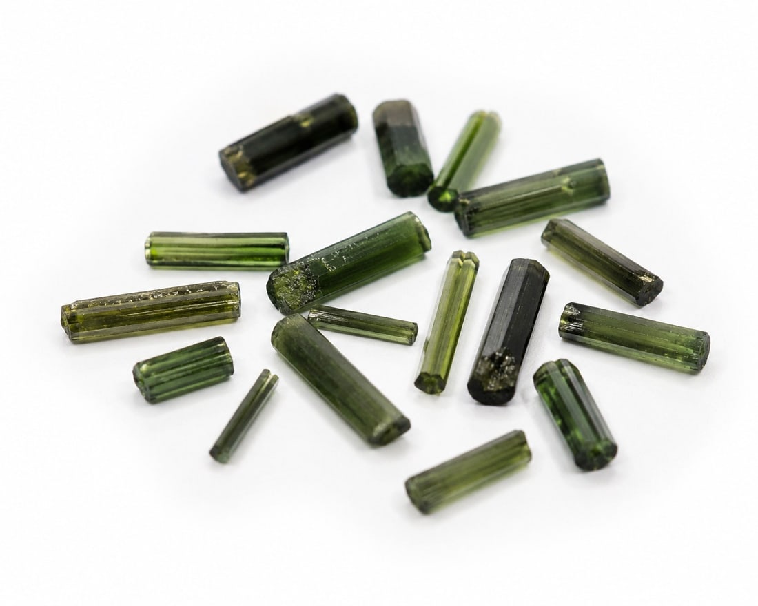 Natural Green Tourmaline Crystal Lot – 13.56 Carats Rough Uncut Tourmaline From Nigeria: Title: Natural Green Tourmaline Crystal Lot – 13.56 Carats Rough Uncut Tourmaline From Nigeria Description: A beautiful lot of natural green tourmaline crystals weighing a total of 13.56
