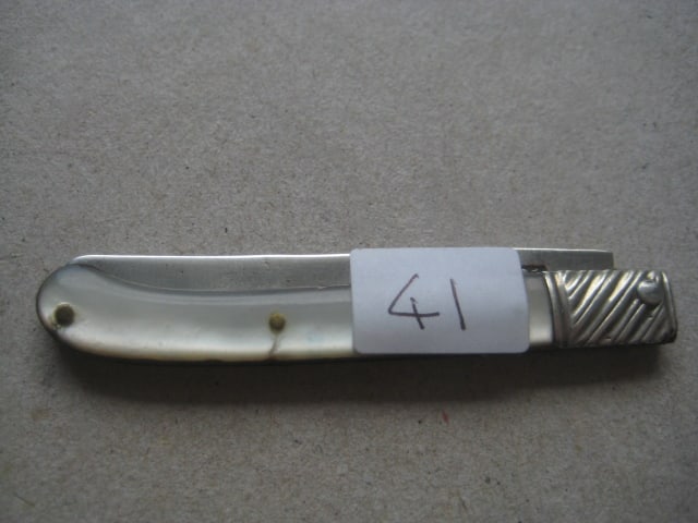Rare George III Mother of Pearl Hafted Silver Bladed Folding Fruit Knife - 8