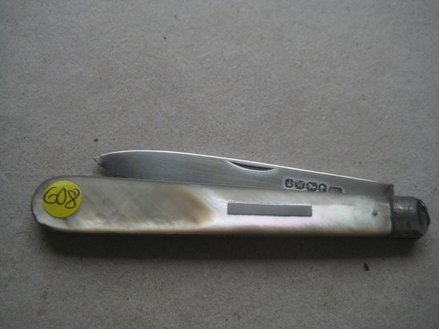 Victorian Mother of Pearl Hafted Silver Bladed Folding Fruit Knife - 10
