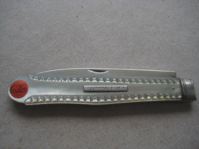 Victorian Mother of Pearl Hafted Silver Bladed Folding Fruit Knife - 9