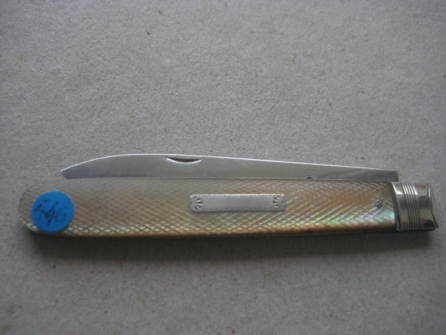 George III Mother of Pearl Hafted Silver Bladed Folding Fruit Knife - 8