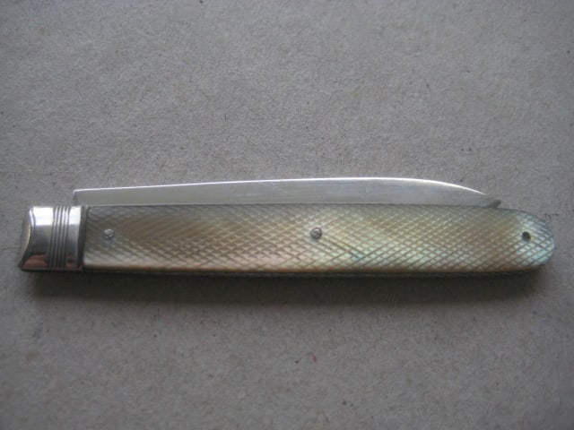 George III Mother of Pearl Hafted Silver Bladed Folding Fruit Knife - 9
