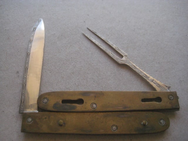 Rare George III Mother of Pearl Hafted Slotting Silver Bladed Folding Fruit Knife and Folding For... - 7