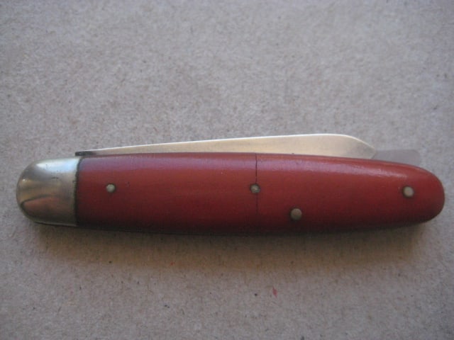 George V Red Bakerlite Plastic Hafted Silver Bladed Folding Fruit Knife - 10