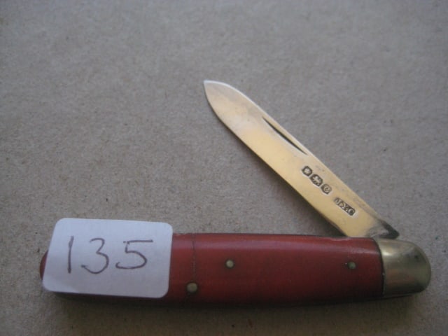 George V Red Bakerlite Plastic Hafted Silver Bladed Folding Fruit Knife (1 of 10)