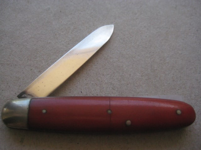 George V Red Bakerlite Plastic Hafted Silver Bladed Folding Fruit Knife - 2
