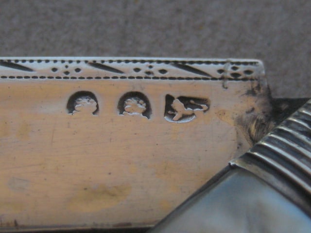 Rare George III Double Duty Marked Silver Bladed Folding Fruit Knife - 3