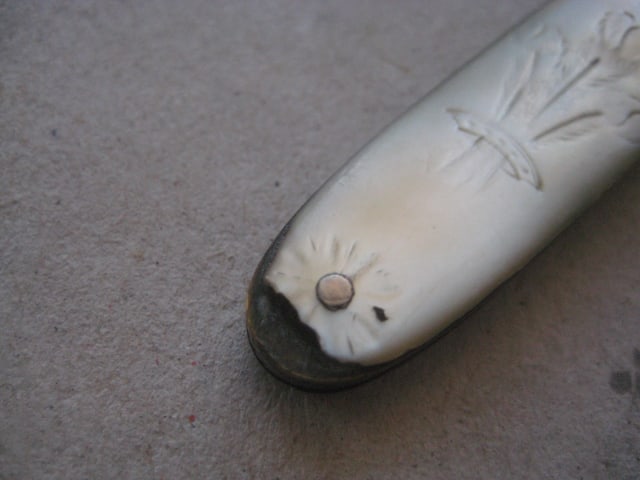 Rare George III Double Duty Marked Silver Bladed Folding Fruit Knife - 4