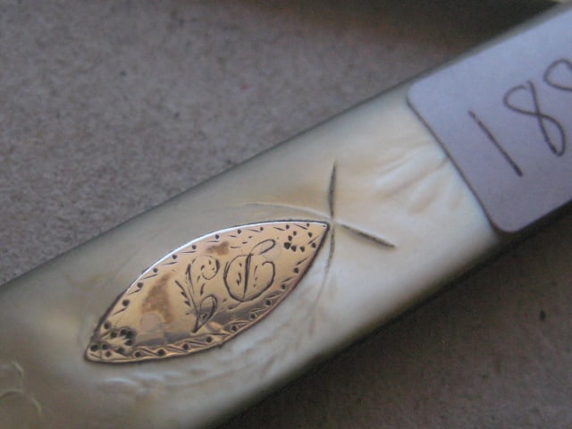 Rare George III Double Duty Marked Silver Bladed Folding Fruit Knife - 6