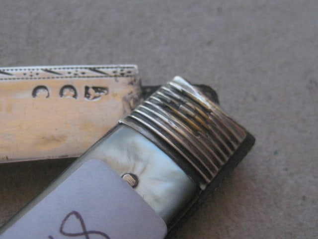 Rare George III Double Duty Marked Silver Bladed Folding Fruit Knife - 7