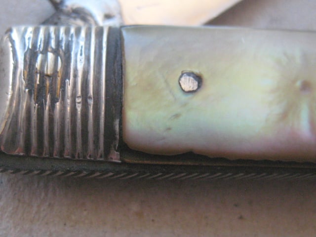 Rare George III Double Duty Marked Silver Bladed Folding Fruit Knife - 9