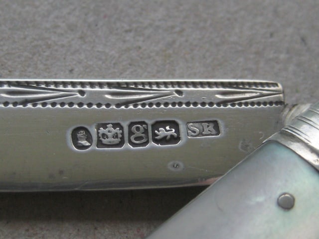 William IV Mother of Pearl Hafted Silver Bladed Folding Fruit Knife - 7