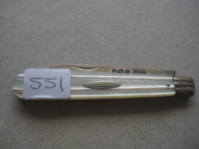 Victorian Mother of Pearl Hafted Silver Bladed Folding Fruit Knife - 8