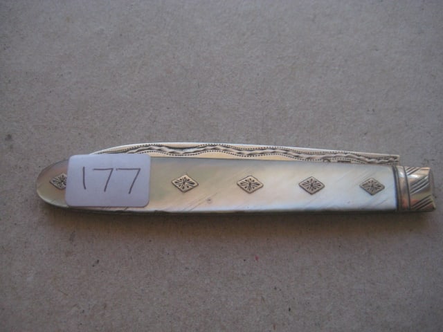 George III Mother of Pearl Hafted Silver Bladed Folding Fruit Knife - 9