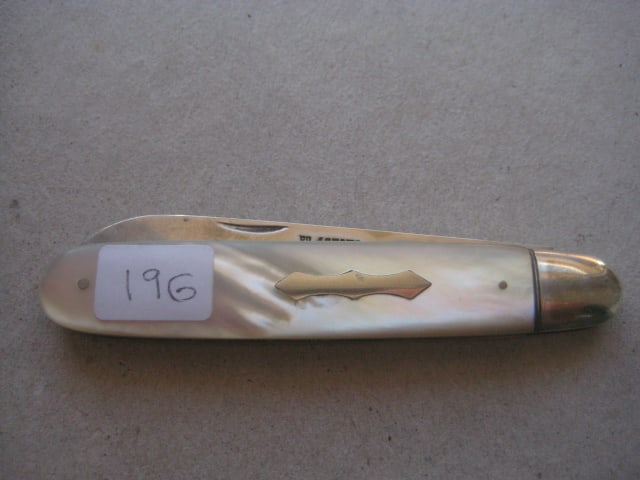 Rare Edwardian Mother of Pearl Hafted Saw Silver Bladed Folding Fruit Knife - 11