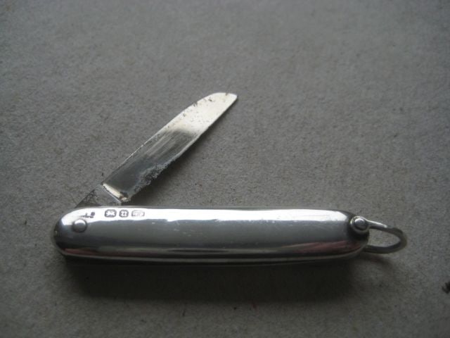 Victorian Silver Hafted Steel Bladed Folding Fruit Knife - 2