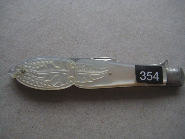 Victorian Mother of Pearl Hafted Silver Folding Fruit Fork - 8