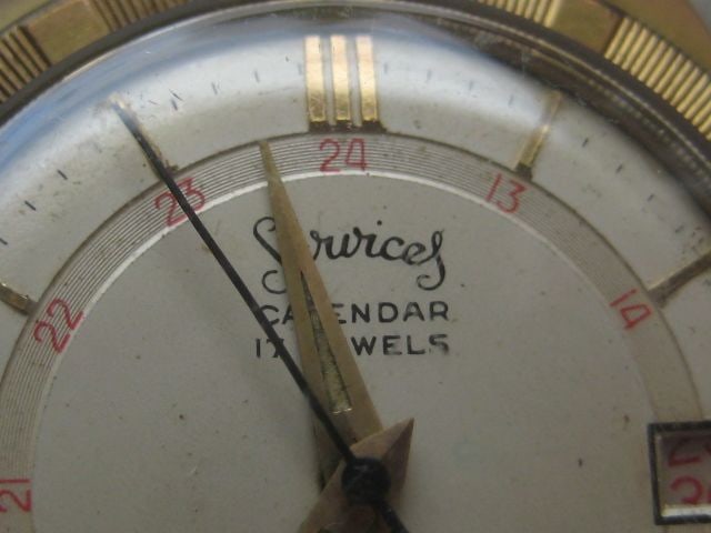 Vintage Gents Services Calendar 17 Jewels Wrist Watch - 5