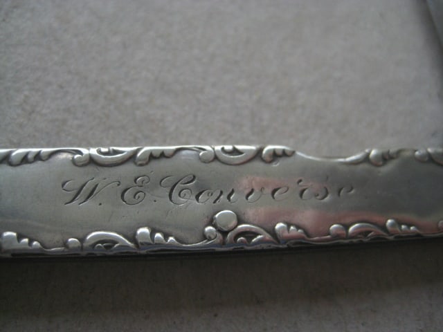 George V Silver Hafted Twin Steel Bladed Folding Penknife - 3