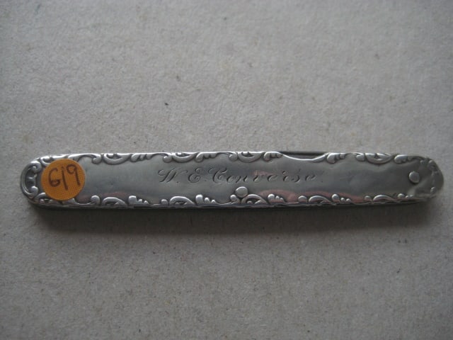 George V Silver Hafted Twin Steel Bladed Folding Penknife - 9