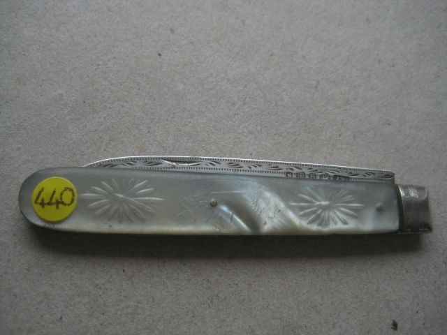 George IV Mother of Pearl Hafted Silver Bladed Folding Fruit Knife - 8