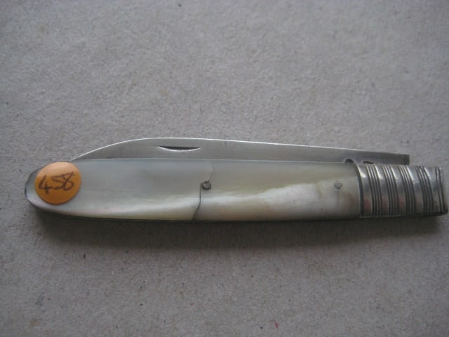 George III Mother of Pearl Hafted Silver Bladed Folding Fruit Knife - 9