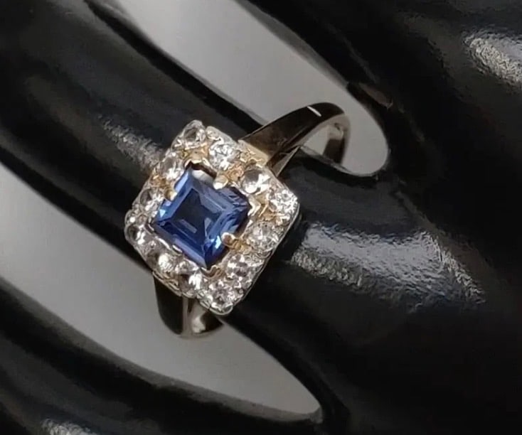 Vintage/ Antique 9ct Yellow Gold Ring Sapphire & Spinel Art Deco 2.30g - 4