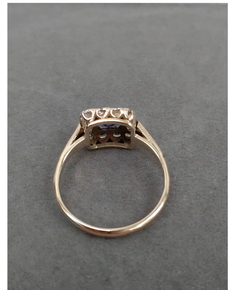 Vintage/ Antique 9ct Yellow Gold Ring Sapphire & Spinel Art Deco 2.30g - 7