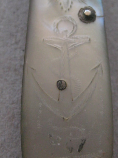 Rare George III Mother of Pearl Hafted Silver Bladed Folding Fruit Knife - 4