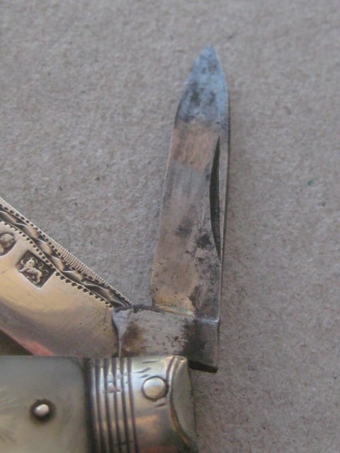 Rare George III Mother of Pearl Hafted Silver Bladed Folding Fruit Knife - 6