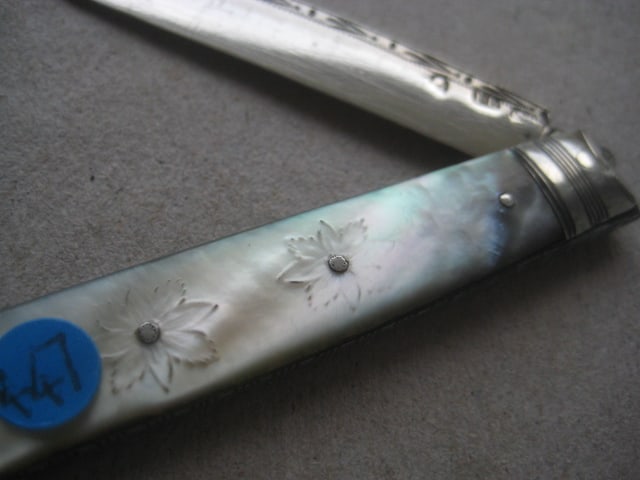 George III Mother of Pearl Hafted Silver Bladed Folding Fruit Knife - 4