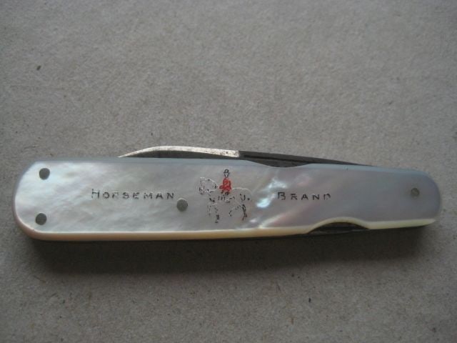 Victorian Horseman Brand Etched Mother of Pearl Hafted Multibladed Penknife - 9